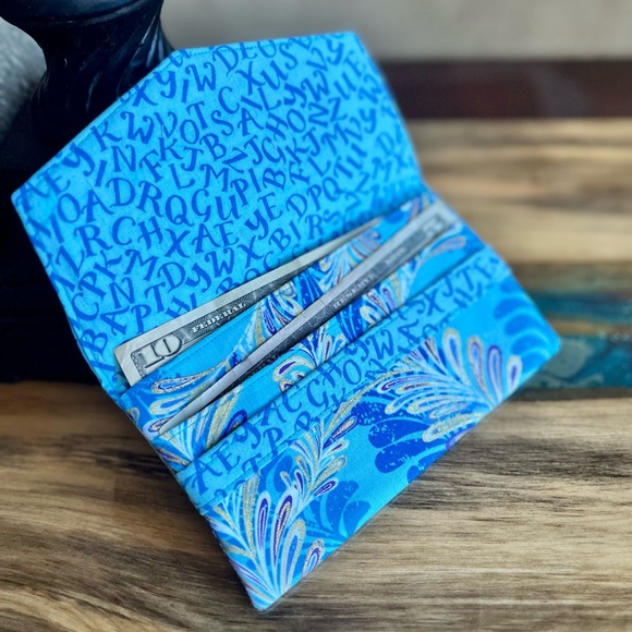 Turquoise purple oil slick letters Print Cash Envelope/Receipt holder Wallet - Picture 4 of 4